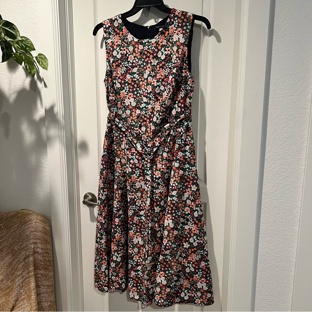 Tommy Hilfiger Floral Belted Sleeveless A-Line Dress Size 14 Drop-waist cottage